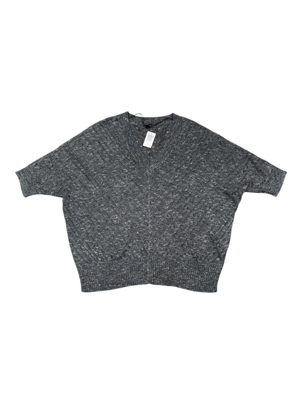 Torrid Pointelle Dolman Sweater Deep Black Marled Open Knit Size 3 3X 22-24 NWT